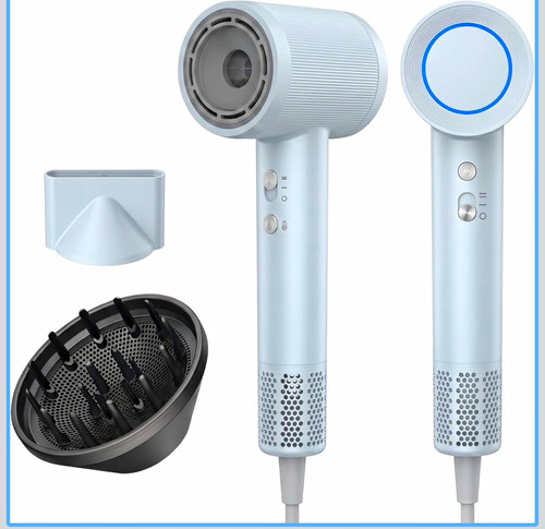 White electric hair dryer with - hair,