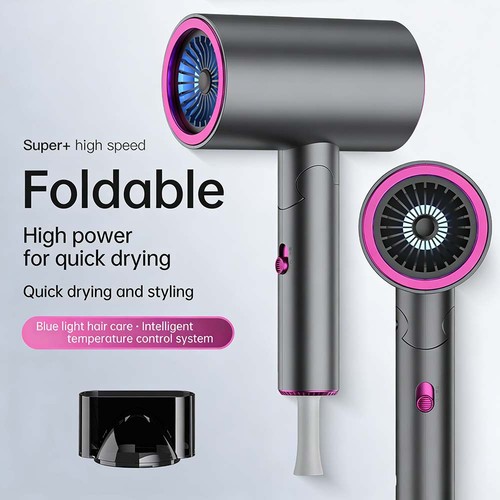Foldable hair dryer - hair, blue