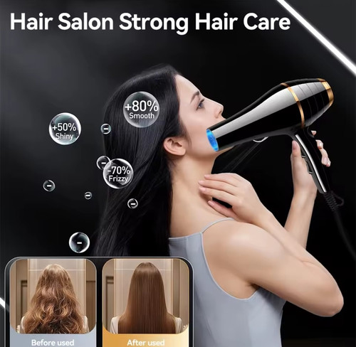 Standard hair dryer - dryer, black/gold